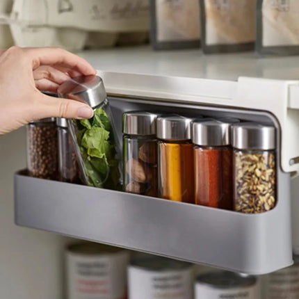Kitchen Seasoning Bottle Storage Rack Spice Rack Self-adhesive Wall-mounted Under-Shelf Spice Organizer Kitchen Storage Rack