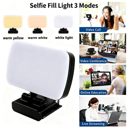 2026 Video Conference 6500K Portable LED Video Light Laptop Computer Webcam Light Zoom Call Lighting Clip for Live Streaming