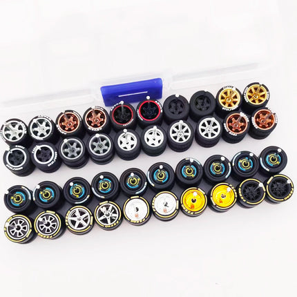 20 Sets 1/64 Wheels Rubber Tires Diameter 9.8mm 11mm 14mm 17mm for Matchbox/Domeka/HW 1:64 Diecast Alloy Car Models
