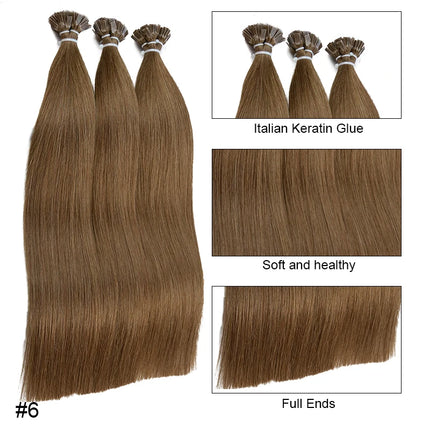 Straight Human Hair Extension By Fusion Flat Tip Keratin Capsules 0.8g/ 1g/Strand 50pcs Natural Hair Extension Ombre Blond Color