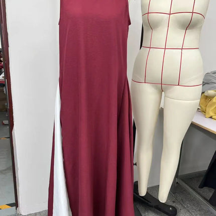 2026 New Women’s Clothing: Sleeveless, Loose-Fitting, Color-Blocked, Casual, Off-The-Shoulder Dress.
