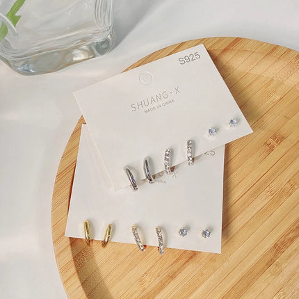 6Pcs/Set New Fashion Metal Circle Drop Small Earrings For Women Trend Pendant Piercing Earrings Set Jewelry Gifts