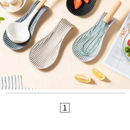 1/4Pcs Silicone Insulated Spoon Holder Heat Resistant Placemat Spoon Holder Cutlery Shelving Kitchen Tools Placemat