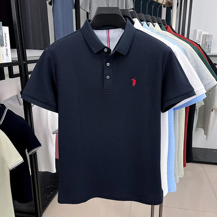 100% pure cotton short sleeved men's polo shirt summer fashion high-end brand pony embroidery golf top casual business T-shirt