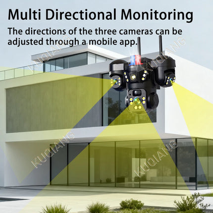 V380 Three Lens Three Screens 15MP 4G Solar Camera Outdoor WiFi 10X Digital Zoom Waterproof Auto Tracking Security CCTV Cameras