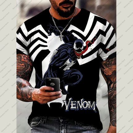 Venom Men's T-shirt Spider-Man T-shirt 3D Marvel Print Short Sleeve Fashion plus size Men's Shirt New Summer Kids Clothing