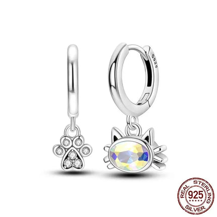 Luminous Shell Women Earrings Original 925 Sterling Silver Pave CZ Star Moon Hoop Earrings Engagement Wedding Jewelry