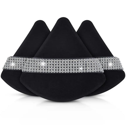 3Pcs Diamond Triangle Powder Puff Face Soft Makeup Tool Rhinestone Soft Smooth Sponge Velvet Makeup Sponge Cosmetics Accessories
