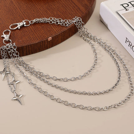 Fashion Punk Multilayer Metal Star Pendant Pant Chain Hip Hop Waist Keychain Jeans Chain Women Trendy Jewelry Accessories Gifts
