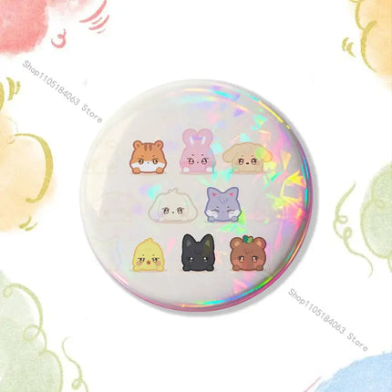 Cartoon A-ANITEEZS-S Cute Laser reflective round badges pins bag clothing decorations collectibles gifts for friends