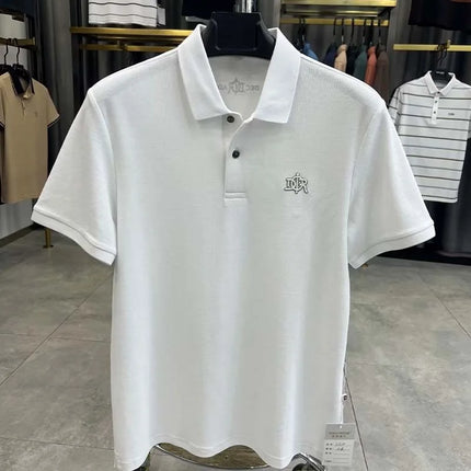 100% pure cotton high-end fashionable short sleeve summer new high-quality men's business casual polo shirt luxury brand T-shirt