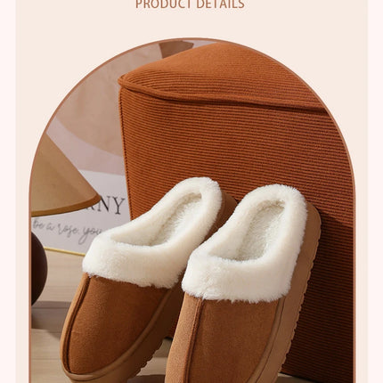 Asgard Plush Women Slippers Thick Sole Non-slip Outdoor Fuzzy Slides Winter New Fur Collar Cotton Shoes Winter Warm Home Slipper