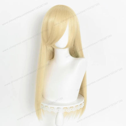 60cm Long Straight Cosplay Synthetic Wig With Bangs Golden Yellow Green Blonde Purple Heat Resistant Hair Anime Wigs + Wig Cap