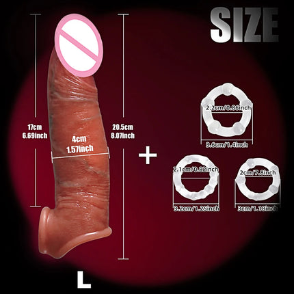 Reusable Penis Sleeve with Cock Ring Sex Toy Penis Extender Penis Enlarger Penis Pump Enlargement Adult Sex Toys for Men Couples