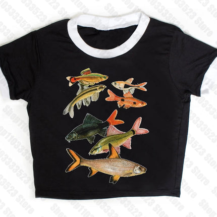 Punk Aesthetic Summer Baby Tank Gothic Harajuku Graphic Emo Girls T-shirt Vintage Crop Top Women's Clothes Tanks Y2k Style Clothes