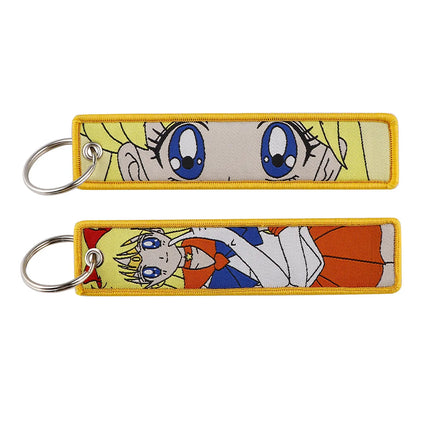 Sailor Moon Keychain Usagi Anime Embroidery Key Tag Motorcycles Cars Backpack Chaveiro Keychain Fashion Key Ring Friends Gift