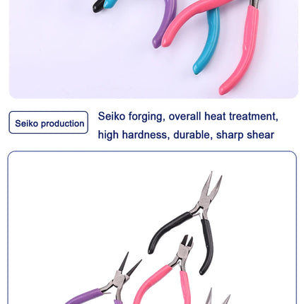 45# Carbon Steel Jewelry Pliers Needle/Chain/Round Nose Wire Cutter Tweezers Jewel Repair Handcrafts Beading Sewing Pliers Tool