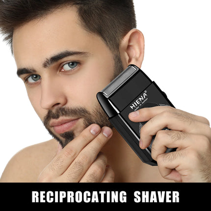 HIENA Men's Electric Shaver, Reciprocating Razor with LED Display, USB Rechargeable Portable Beard Trimmer for Travel