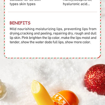 SADOER Christmas Honey Lip Balm Cherry Avocado Brightening Lips Balm Moisturizing Anti Cracking Hydrating Repair Lipstick