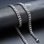 9mm Silver Cuban / 60cm 24inch
