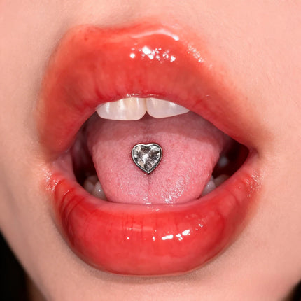 Trendy Four-color Tongue Puncture Nail Punk Hip-hop Rock Body Jewelry Spicy Girl Titanium Cool Steel Red Heart Tongue Piercing