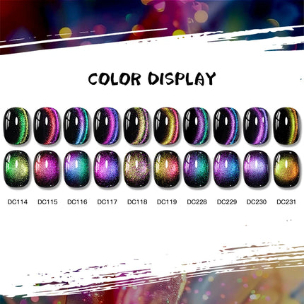 9D Rainbow Cat Magnetic Gel Nail Polish Chameleon Galaxy Effect Magnetic Semi Permanent Soak Off UV Gel Varnish Nail Supplies