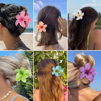 Bohemian Flower Hair Claw Clip For Women Sweet Floral Hair Claws Crab Clamp Barrettes Hawaiian Headwear Beach Accessories Girl
