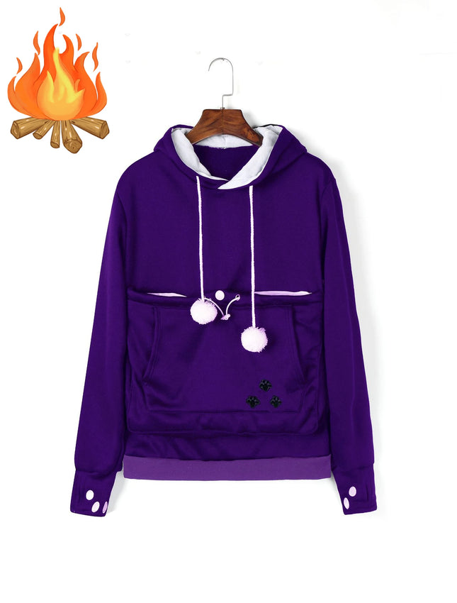 Cat Lovers Hoodies Pouch Dog Pet Hoodies For Casual Kangaroo Pet Paw Pullovers Cuddle Pouch Sweatshirt Pocket Animal Ear Hooded