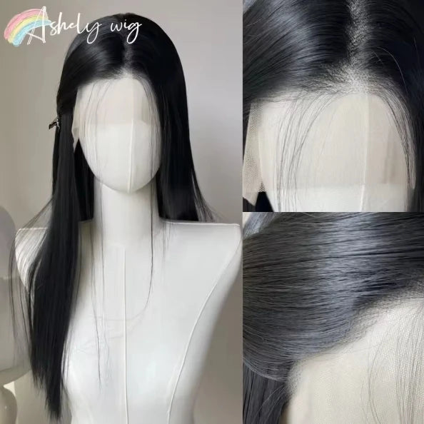 Ashley Platinum Blonde Wig 26-inch 13x4 Lace Front Wig Long Straight Synthetic Lace Wigs High-Temperature Fibers for Cosplay