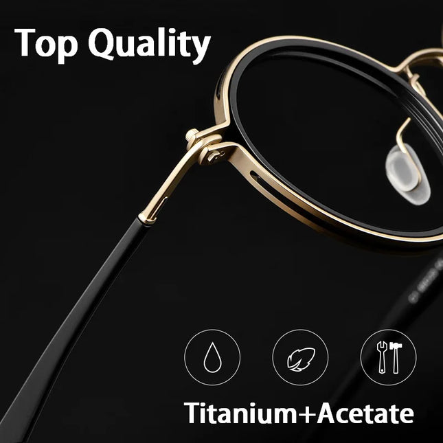 Japanese Handmade Titanium Acetate Ultralight Round Glasses Frame Men Vintage Eyeglasses Women Italian Brand Design Top Quality