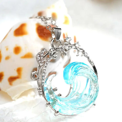 1/3PCS Ocean's Oath Wave Decorative Ring Necklace Earrings Jewelry Set For Women Gift Fashion Sky Blue Decoration Jewelry Gift
