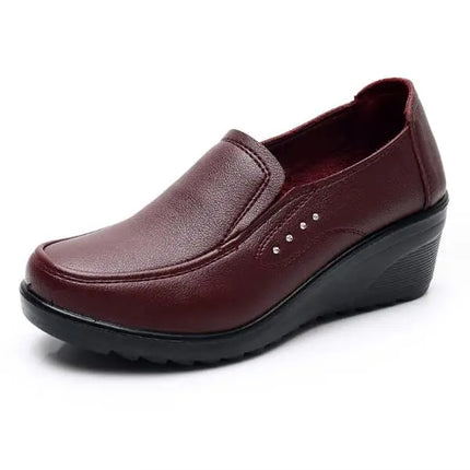Classic Genuine Leather Women Shoes Round Toe Casual Comfortable Women's Wedge Shoes Spring Autumn Fashion Mother Shoes 10models