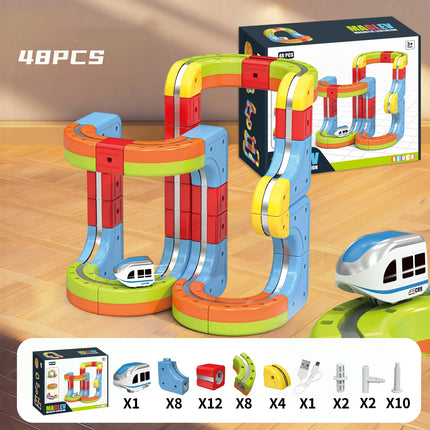 Anti-Gravity Suction Magnetic Track Set Electric Train Toy for Kids DIY Building Blocks Race Track Set Rail Car Birthday Gift
