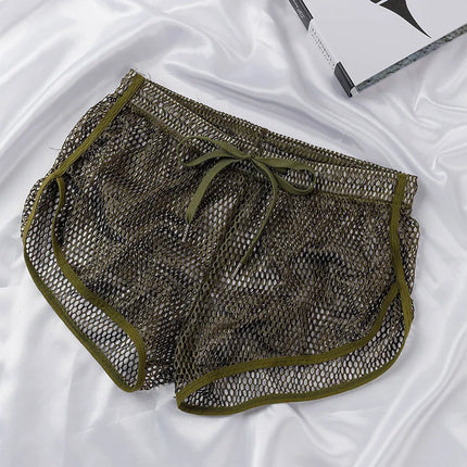 Loose Fit Men's Aro Shorts Mesh Boxer Briefs See through Breathable Underwear Sexy Home Pants