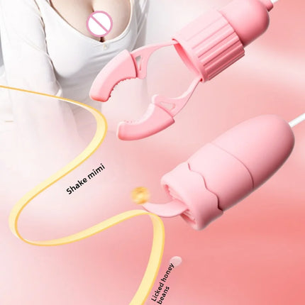 Sucking Vibrating Nipple Clamps Tongue Vibrator Labia Clitoris Clamps Stimulating Massager For Women Breast Massage Masturbator