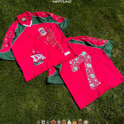 Y2K National Series Jersey Blossoms Embroidery Color Block Unisex T Shirt Retro Casual Summer Streetwear Boxy Football Jersey