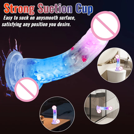 3 Sizes Realistic Jelly Dildo LED Big Dick Vibrator Anal Sex Toys Vibrating Soft G Spot Vaginal Stimulator for Women Gay Adult