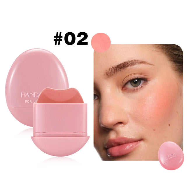 HANDAIYAN 5-Color Matte Pink Pebble Blush Waterproof & Sweat-Resistant Easy Application Dual-Use for Lips & Cheeks