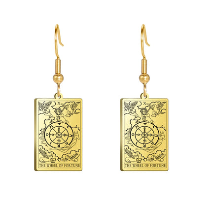 Classic Tarot Cards Stainless Steel Drop Earring for Women Sun Moon Star Lovers Divination Tarot Jewelry Birthday Gift