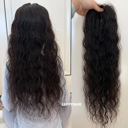 22inch 2CM PU Around 15x16CM Big Size European Virgin Human Hair Silk Base Topper For Women Loose Wave Breathable Hair Piece