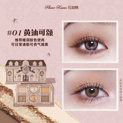 Flower Knows Series Shell Strawberry Angel Moonlight Mermaid Jewel Eyeshadow Palette 5 Colors Pearlescent Mashed Potatoes
