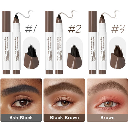 Long Lasting 4D Eyebrow Pen Multi Forks Liquid Pen Tip Fine Sketch Liquid Tattoo Brow Waterproof Precise Makeup