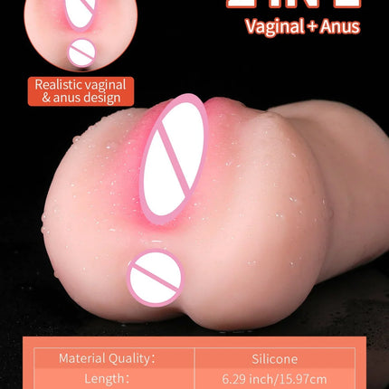 Realistic 3-IN-1 Male Masturbator - Deep Throat + Artificial Pussy + Rubber Vagina, Oral Blowjob Adult Sex Toy