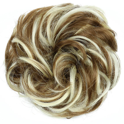Azqueen Synthetic Messy Bun Chignon Donut Gary Brown Color Hair Bun Pad Elastic Hair Rope Rubber Band Hair Extensions