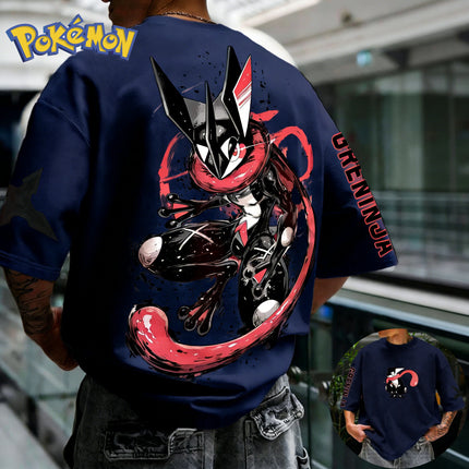 Pokémon Greninja Trendy Cool Print Short-sleeved T-shirt Harajuku Street Style Summer New Men's  Women's Tops Parent-child Tops
