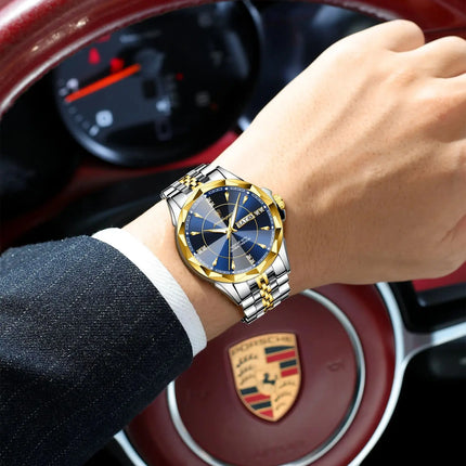 POEDAGAR Luxury Man Clock Business Waterproof Luminous Date Week Watches For Men Quartz Stainless Steel Fashion Men's Wristwatch