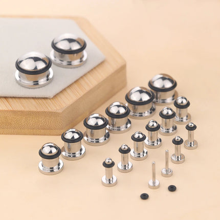 2pcs 1.6-16mm Stainless Steel Ear Plugs Tunnels Silver Color Ear Gauge Stretching Kit Jewelry for Women Men