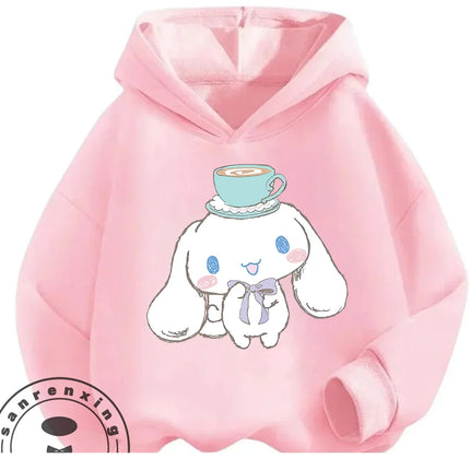 Cartoon Trendy Cinnamoroll Hoodie 3-14Y Boys Girls Autumn Winter Cute Kawaii Street Hot Fashion Outdoor Casual