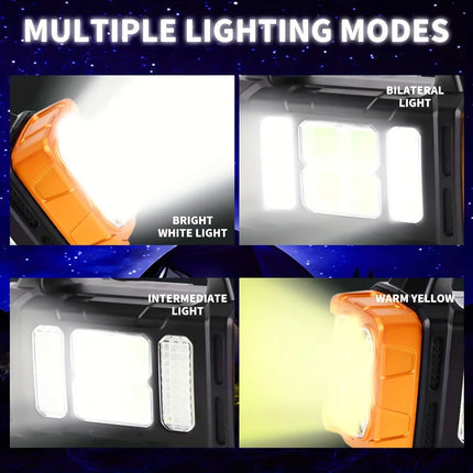 New Upgrade Rechargeable High Power Solar LED COB Flashlight With Power Bank Waterproof Multifunctional Hand Lamp For Outdoor