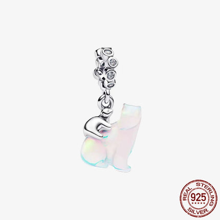 Key & Lock 925 Sterling Silver Pave Moon Heart Flower Dangle Charms Fit Original Bracelet Beads Jewelry DIY Gift plata de ley